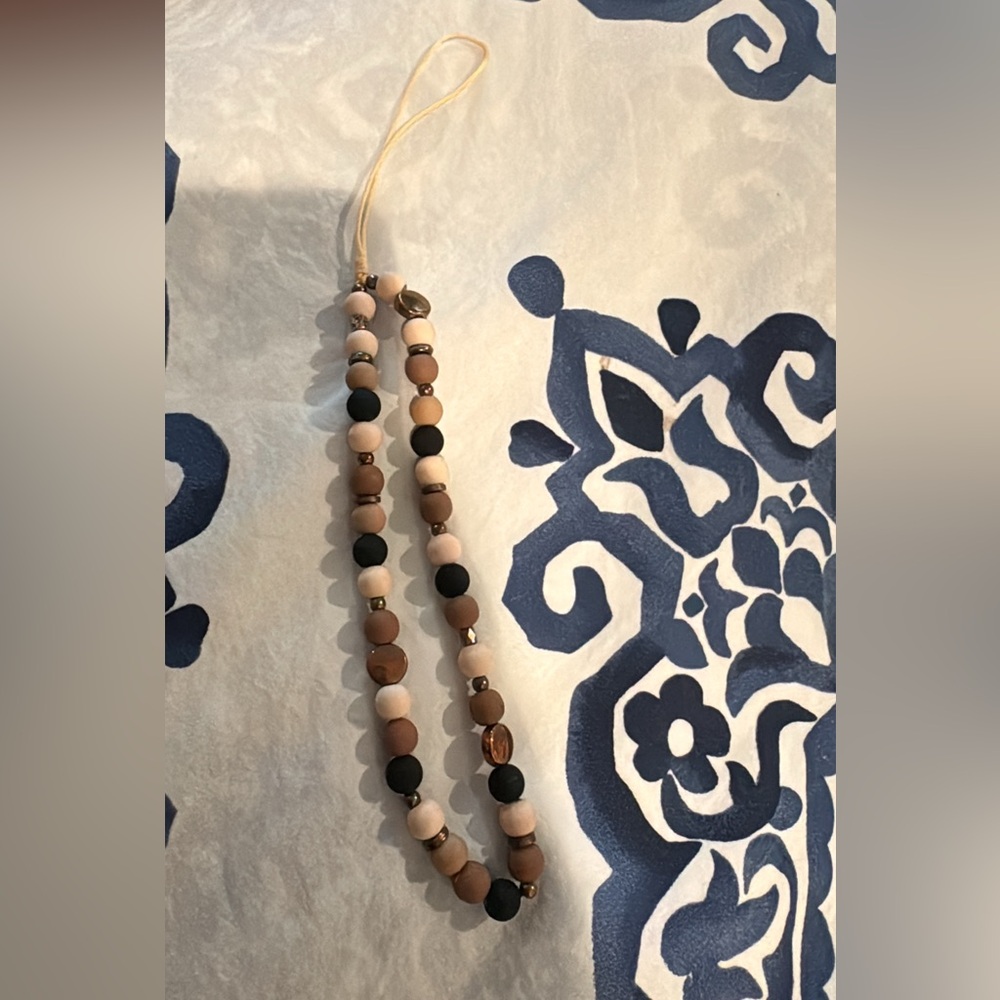 Beaded Charm Wristle with Earth Tones for cell phone case